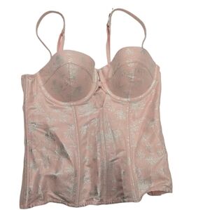 NWT Victoria Secret Corset Light Pink‎ And Silver Sz 34 C